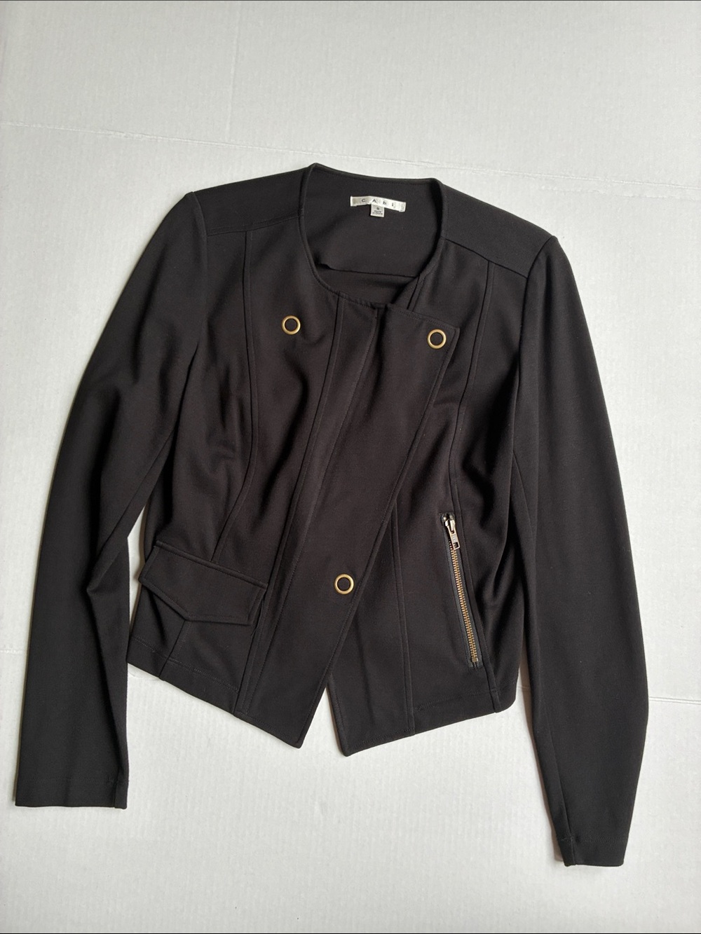 CAbi Black Asymmetrical Ring-Accent Blazer